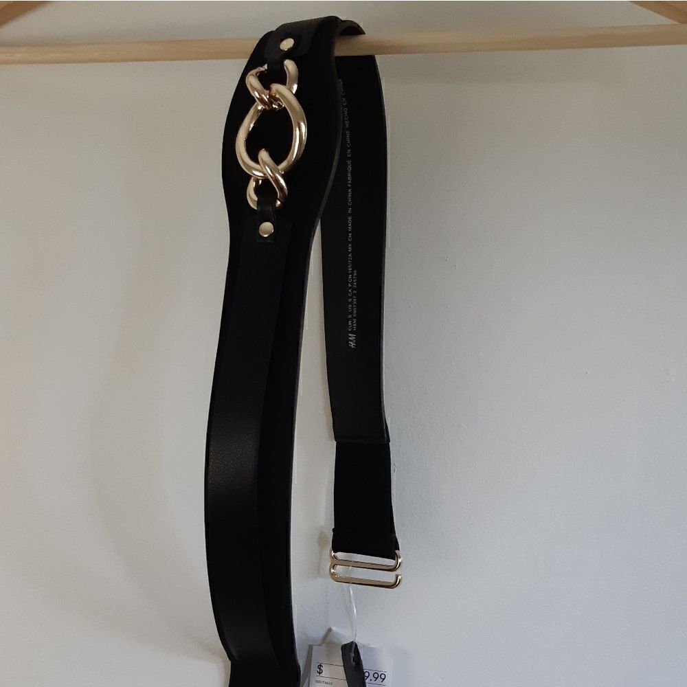 NWT H&M Waist Belt Chainlink Faux Suede 